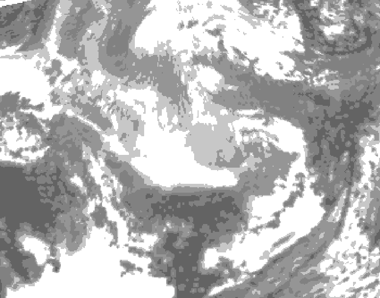 GDPS total cloud 030 hour forecast chart for Canada based on 2025/12/17 0000Z data