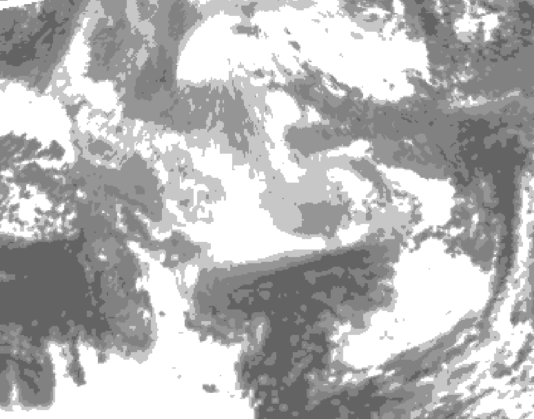 GDPS total cloud 036 hour forecast chart for Canada based on 2025/12/17 0000Z data