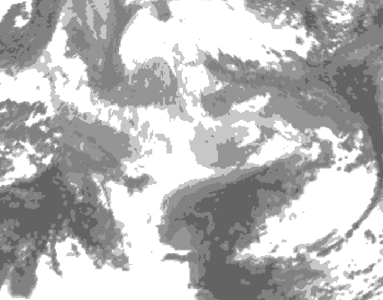 GDPS total cloud 042 hour forecast chart for Canada based on 2025/12/17 0000Z data