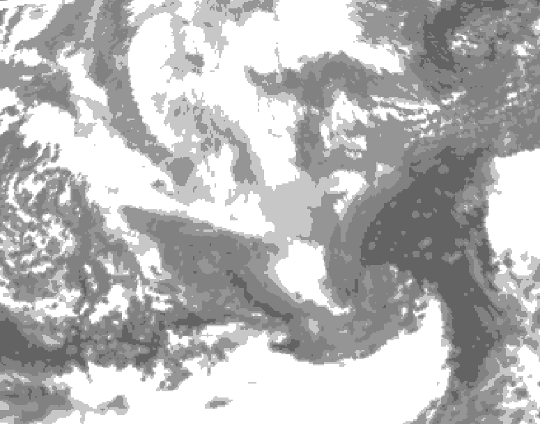 GDPS total cloud 072 hour forecast chart for Canada based on 2025/12/17 0000Z data