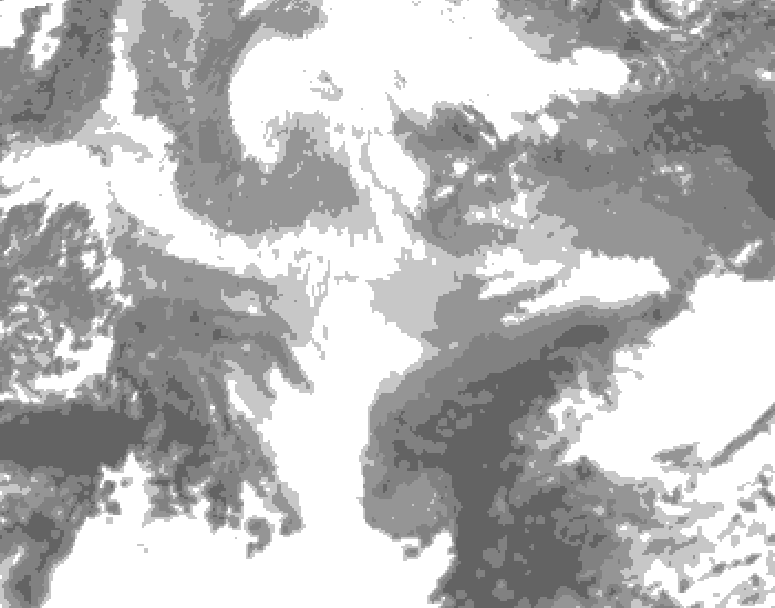 GDPS total cloud 036 hour forecast chart for Canada based on 2025/12/17 1200Z data