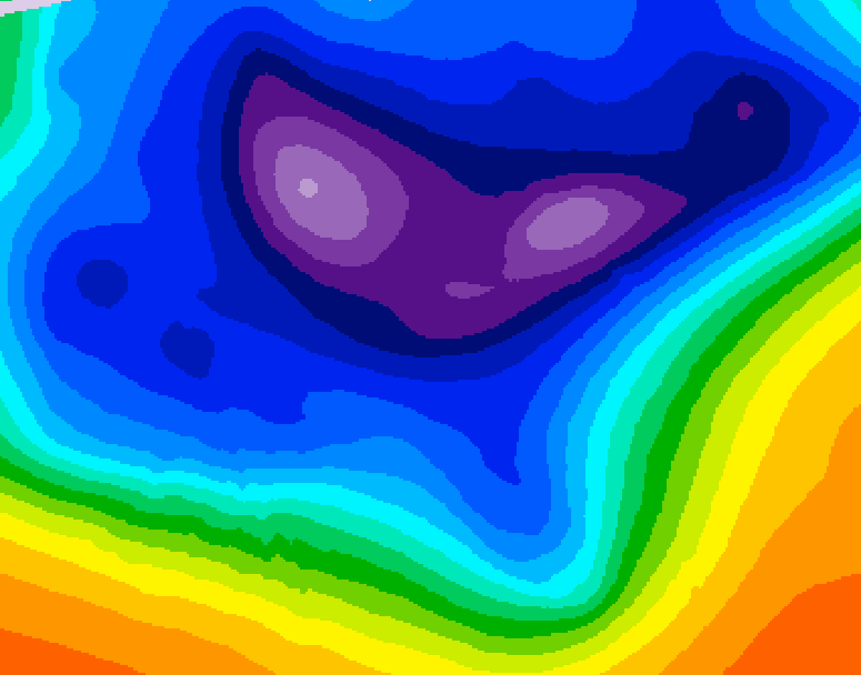 GDPS 500 millibar geopotential height 024 hour forecast chart for Canada based on 2025/12/18 1200Z data