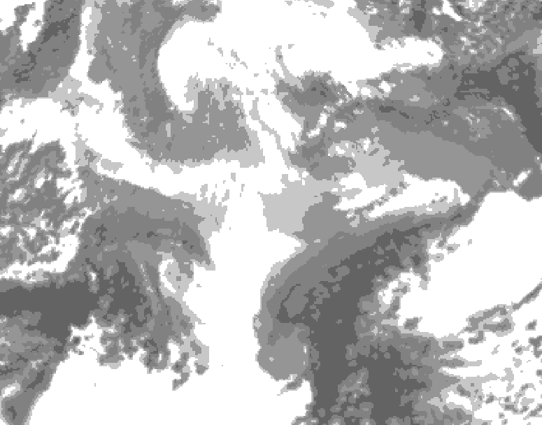 GDPS total cloud 024 hour forecast chart for Canada based on 2025/12/18 0000Z data