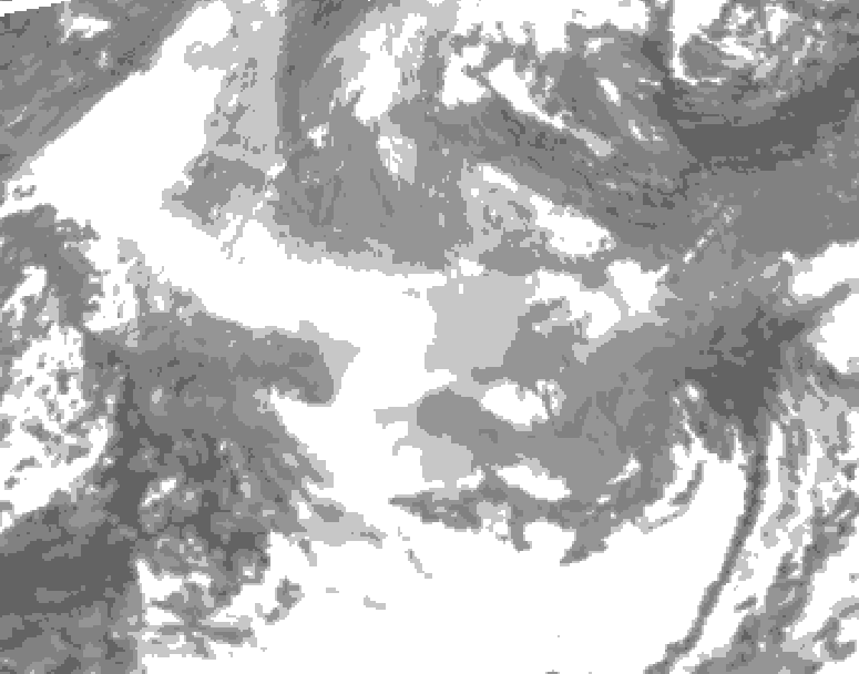GDPS total cloud 096 hour forecast chart for Canada based on 2025/12/18 0000Z data