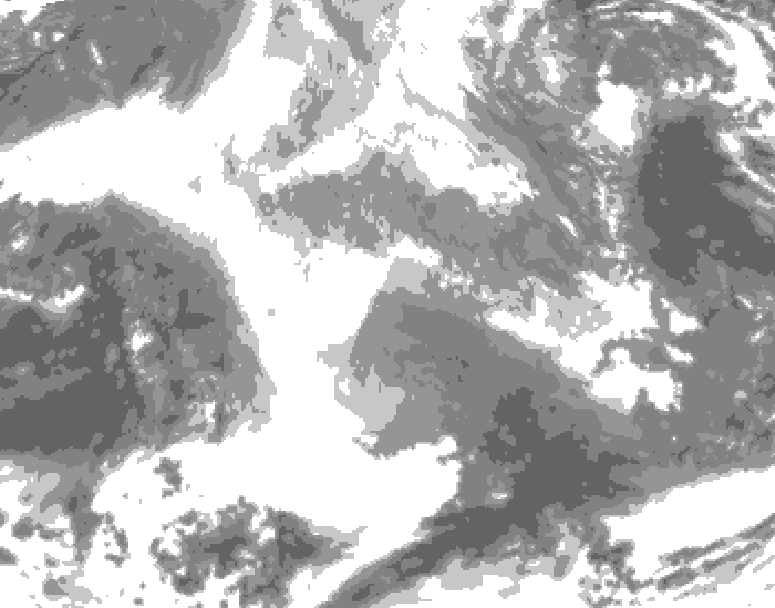 GDPS total cloud 240 hour forecast chart for Canada based on 2025/12/18 0000Z data