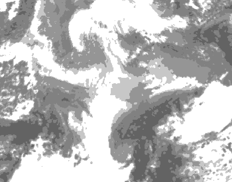 GDPS total cloud 012 hour forecast chart for Canada based on 2025/12/18 1200Z data