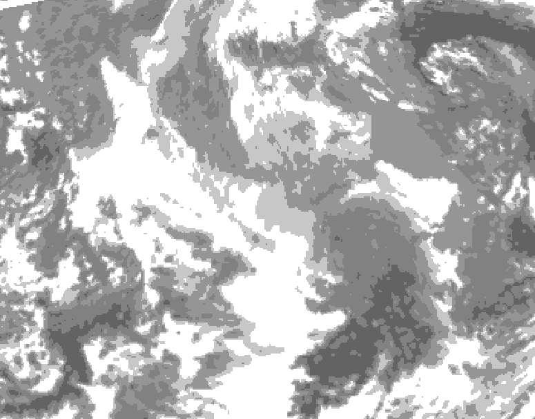 GDPS total cloud 132 hour forecast chart for Canada based on 2025/12/18 1200Z data