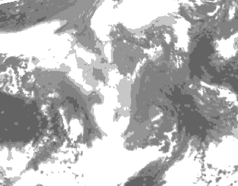 GDPS total cloud 240 hour forecast chart for Canada based on 2025/12/18 1200Z data