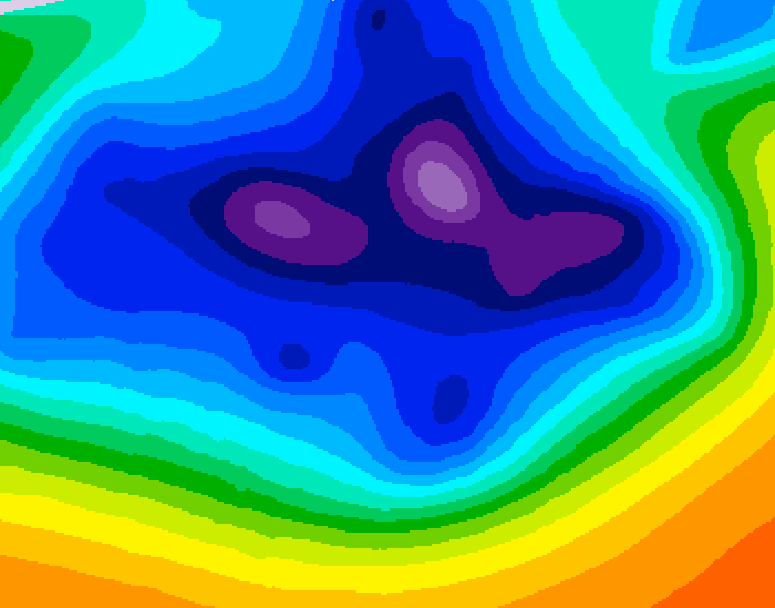 GDPS 500 millibar geopotential height 048 hour forecast chart for Canada based on 2025/12/19 0000Z data