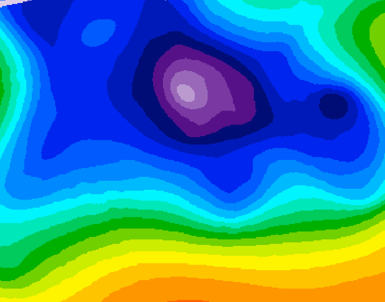 GDPS 500 millibar geopotential height 114 hour forecast chart for Canada based on 2025/12/19 0000Z data
