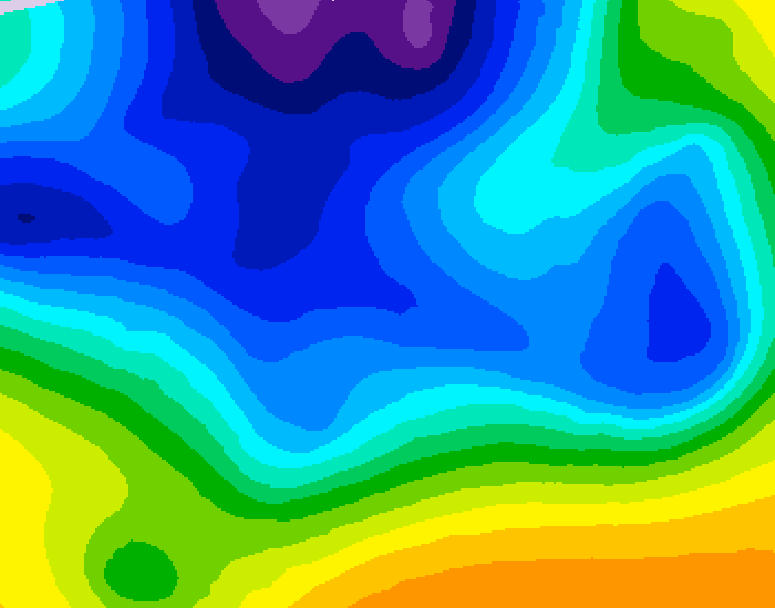 GDPS 500 millibar geopotential height 198 hour forecast chart for Canada based on 2025/12/19 0000Z data