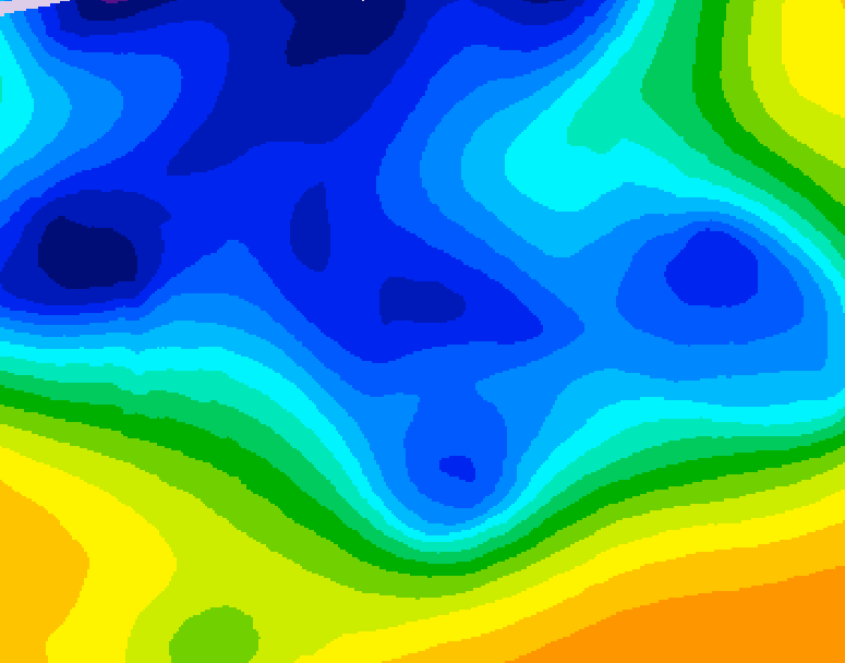 GDPS 500 millibar geopotential height 216 hour forecast chart for Canada based on 2025/12/19 0000Z data