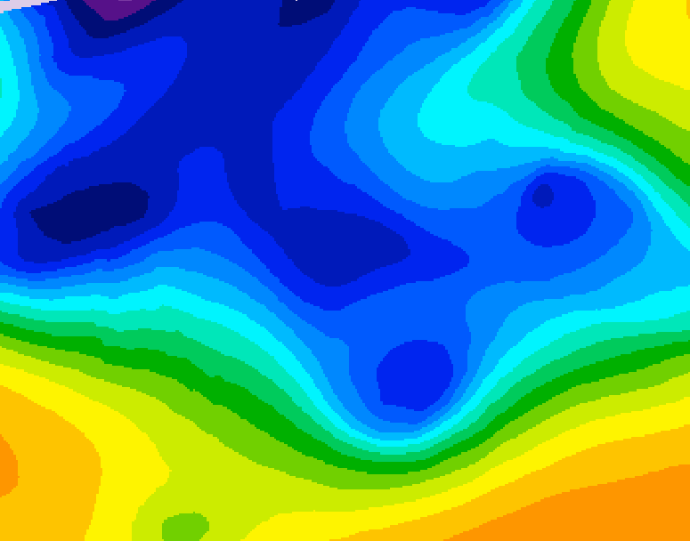 GDPS 500 millibar geopotential height 222 hour forecast chart for Canada based on 2025/12/19 0000Z data
