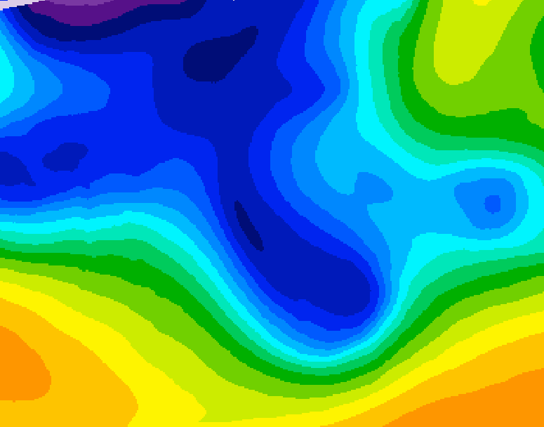 GDPS 500 millibar geopotential height 216 hour forecast chart for Canada based on 2025/12/19 1200Z data