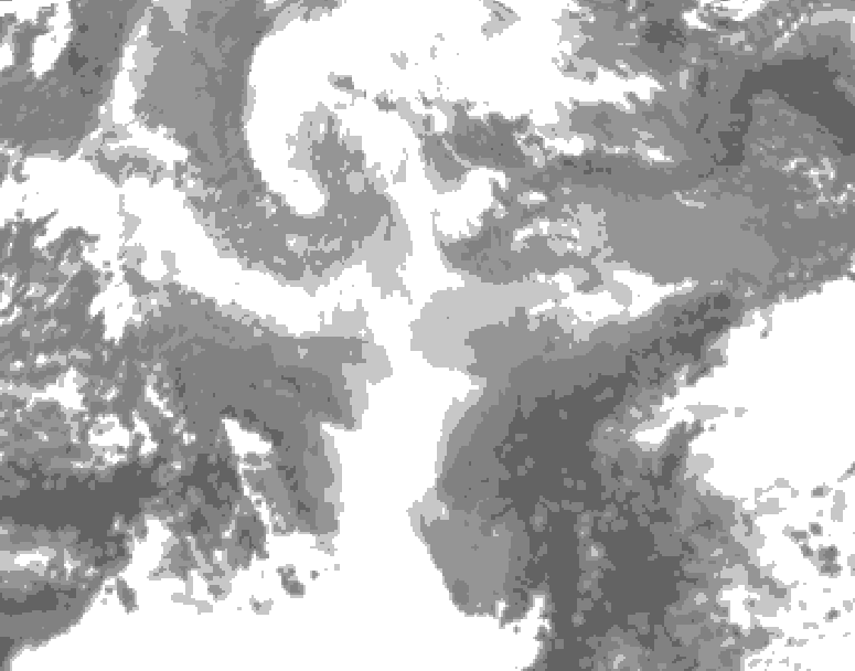GDPS total cloud 006 hour forecast chart for Canada based on 2025/12/19 0000Z data