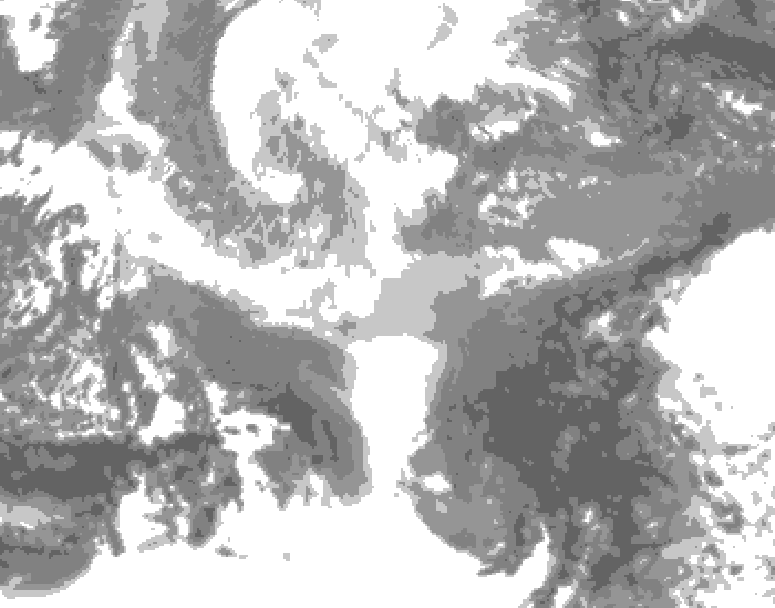 GDPS total cloud 012 hour forecast chart for Canada based on 2025/12/19 0000Z data