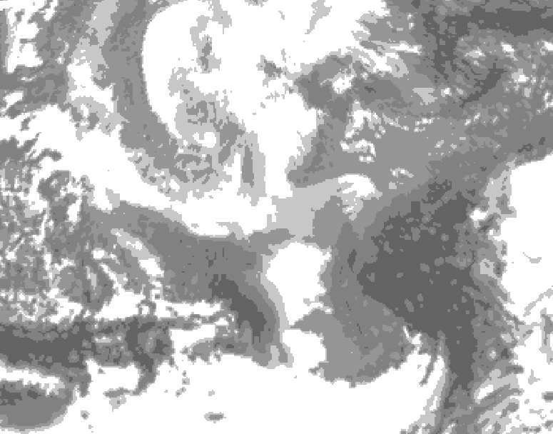 GDPS total cloud 018 hour forecast chart for Canada based on 2025/12/19 0000Z data