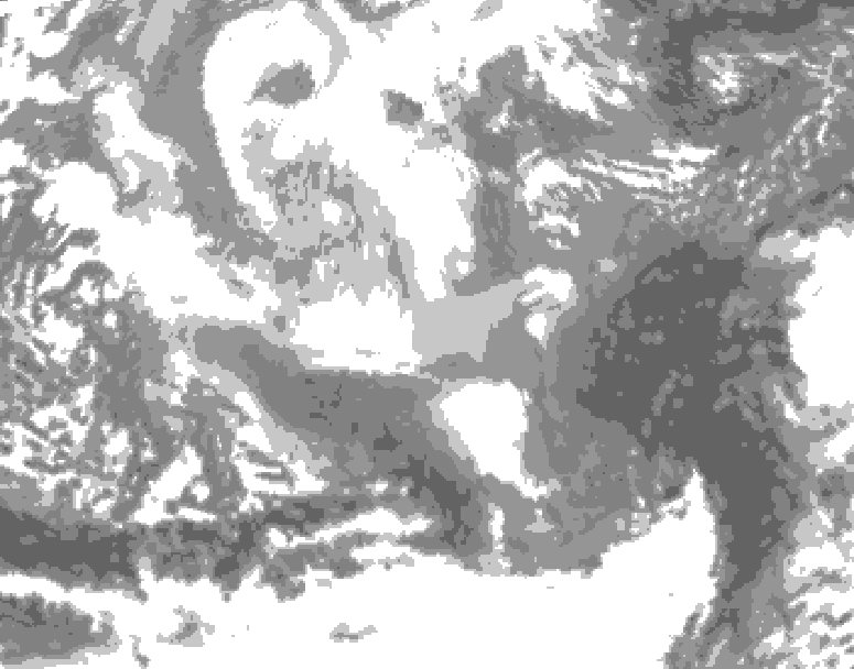 GDPS total cloud 024 hour forecast chart for Canada based on 2025/12/19 0000Z data