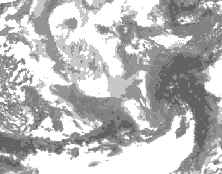 GDPS total cloud 030 hour forecast chart for Canada based on 2025/12/19 0000Z data