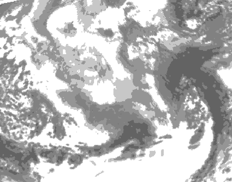 GDPS total cloud 036 hour forecast chart for Canada based on 2025/12/19 0000Z data
