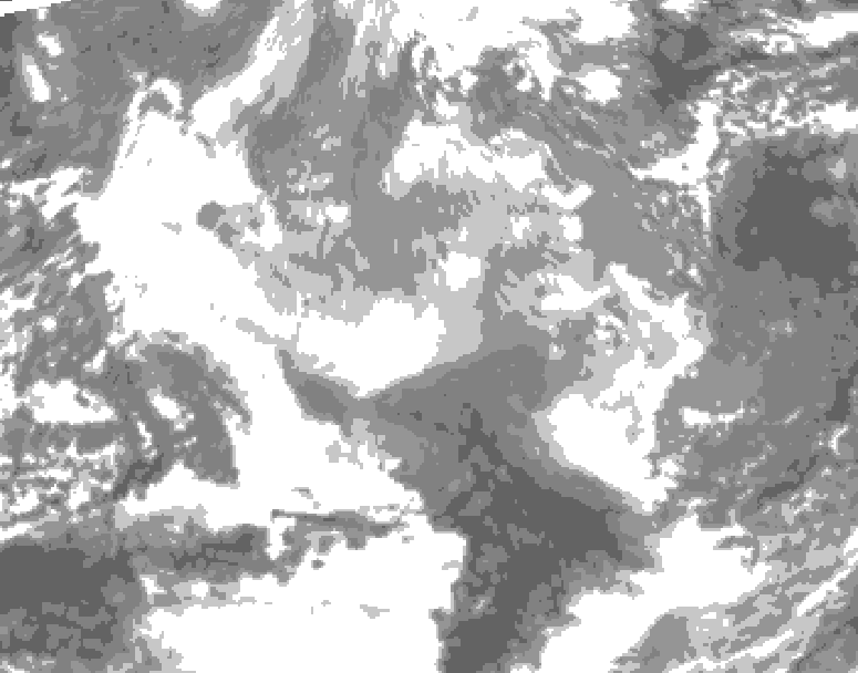 GDPS total cloud 102 hour forecast chart for Canada based on 2025/12/19 0000Z data
