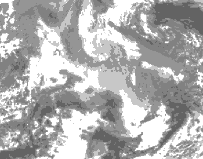 GDPS total cloud 132 hour forecast chart for Canada based on 2025/12/19 0000Z data