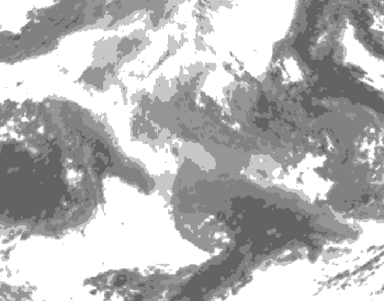 GDPS total cloud 216 hour forecast chart for Canada based on 2025/12/19 0000Z data