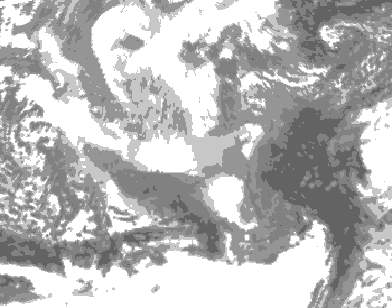 GDPS total cloud 012 hour forecast chart for Canada based on 2025/12/19 1200Z data