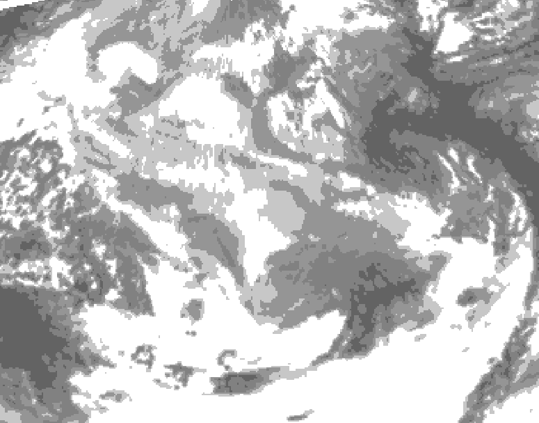 GDPS total cloud 036 hour forecast chart for Canada based on 2025/12/19 1200Z data