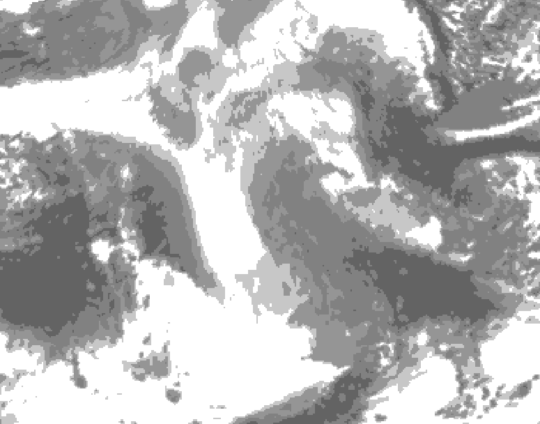 GDPS total cloud 216 hour forecast chart for Canada based on 2025/12/19 1200Z data