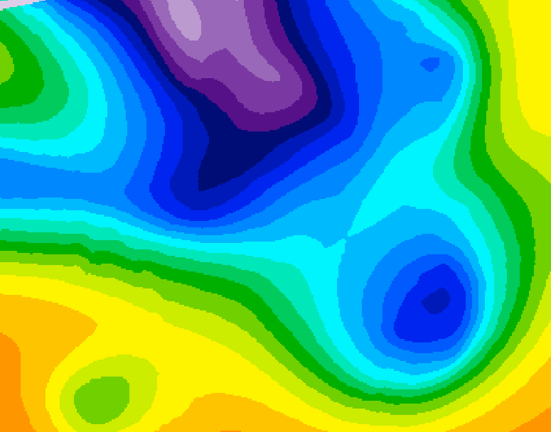 GDPS 500 millibar geopotential height 222 hour forecast chart for Canada based on 2025/12/20 0000Z data