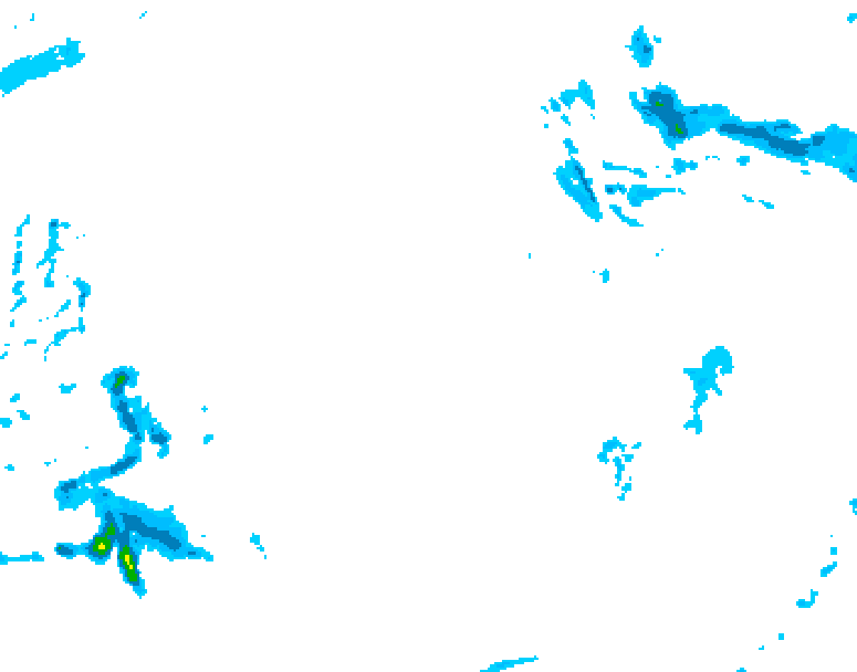GDPS precipitation 036 hour forecast chart for Canada based on 2025/12/20 0000Z data