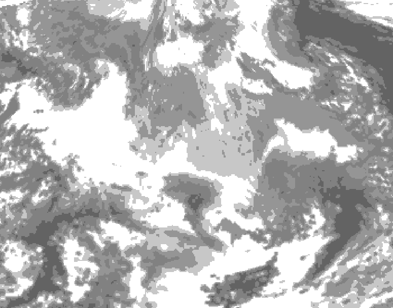 GDPS total cloud 102 hour forecast chart for Canada based on 2025/12/20 0000Z data