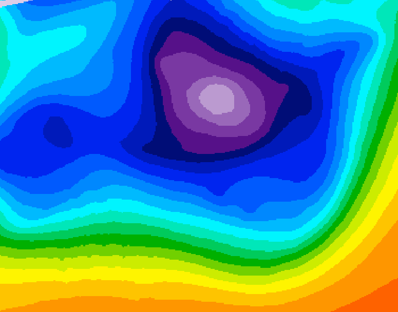 GDPS 500 millibar geopotential height 024 hour forecast chart for Canada based on 2025/12/21 0000Z data