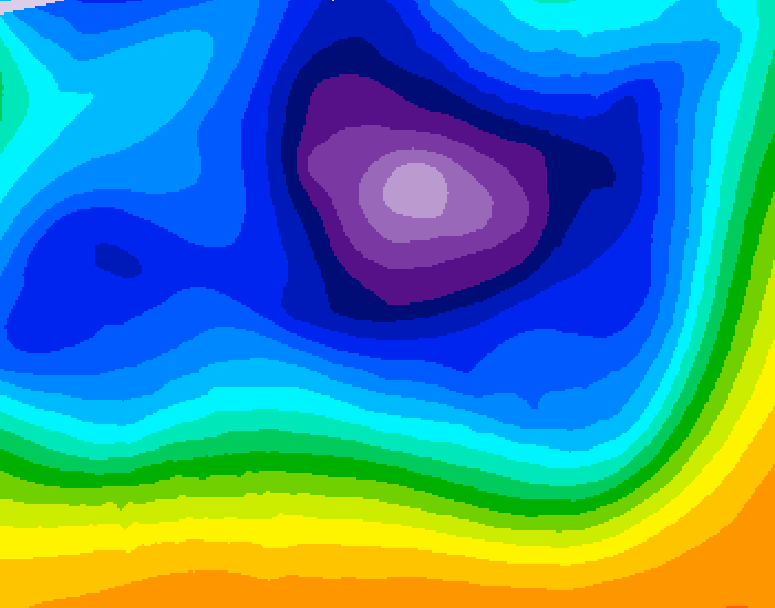 GDPS 500 millibar geopotential height 030 hour forecast chart for Canada based on 2025/12/21 0000Z data