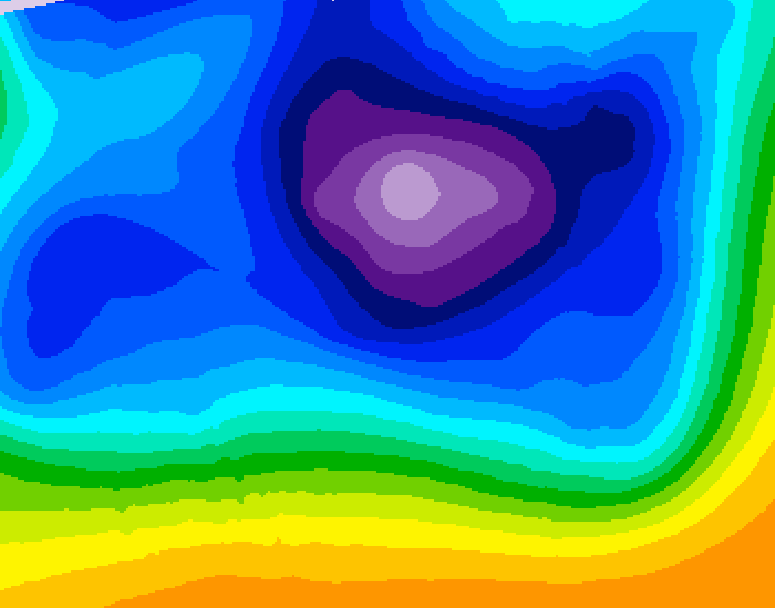 GDPS 500 millibar geopotential height 036 hour forecast chart for Canada based on 2025/12/21 0000Z data