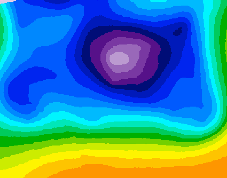 GDPS 500 millibar geopotential height 048 hour forecast chart for Canada based on 2025/12/21 0000Z data