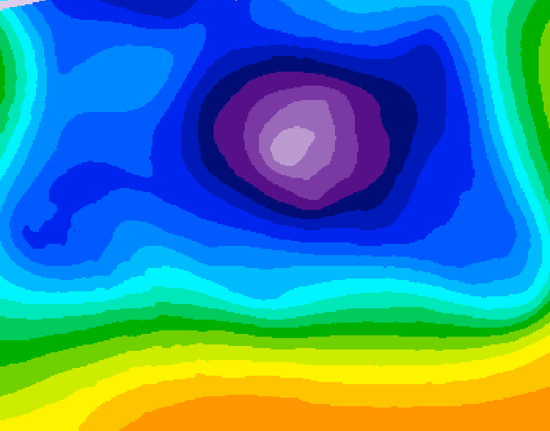 GDPS 500 millibar geopotential height 054 hour forecast chart for Canada based on 2025/12/21 0000Z data