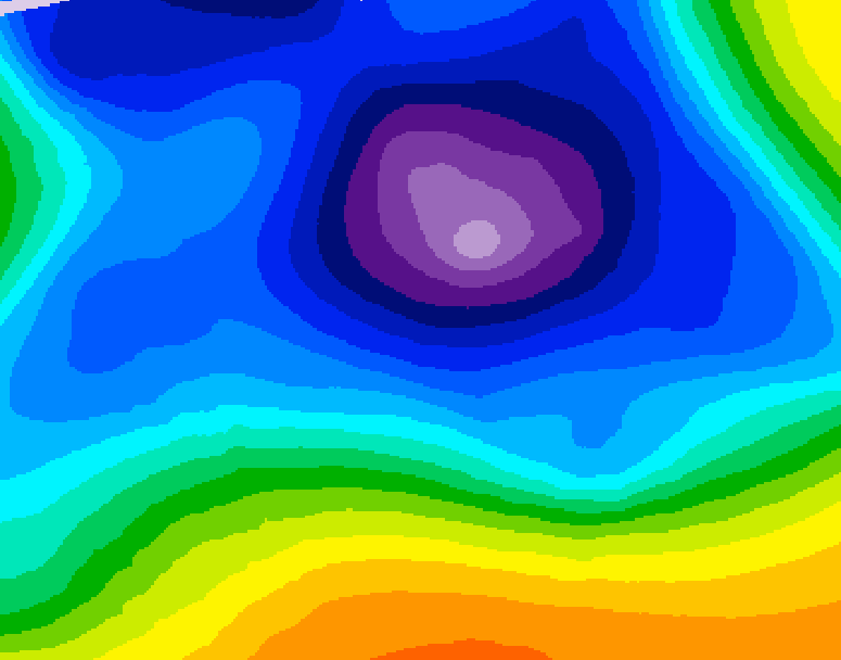 GDPS 500 millibar geopotential height 072 hour forecast chart for Canada based on 2025/12/21 0000Z data