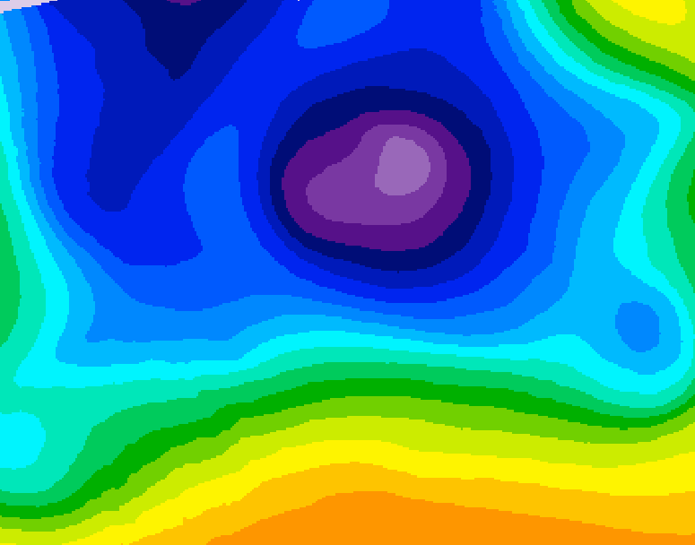 GDPS 500 millibar geopotential height 102 hour forecast chart for Canada based on 2025/12/21 0000Z data
