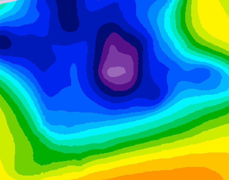 GDPS 500 millibar geopotential height 138 hour forecast chart for Canada based on 2025/12/21 0000Z data
