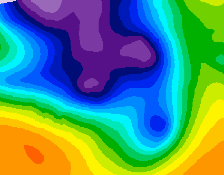 GDPS 500 millibar geopotential height 198 hour forecast chart for Canada based on 2025/12/21 0000Z data