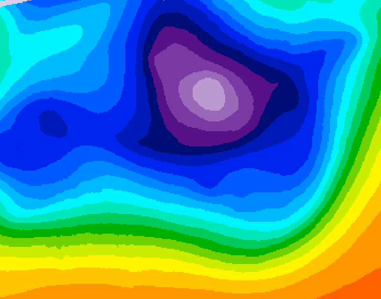 GDPS 500 millibar geopotential height 012 hour forecast chart for Canada based on 2025/12/21 1200Z data