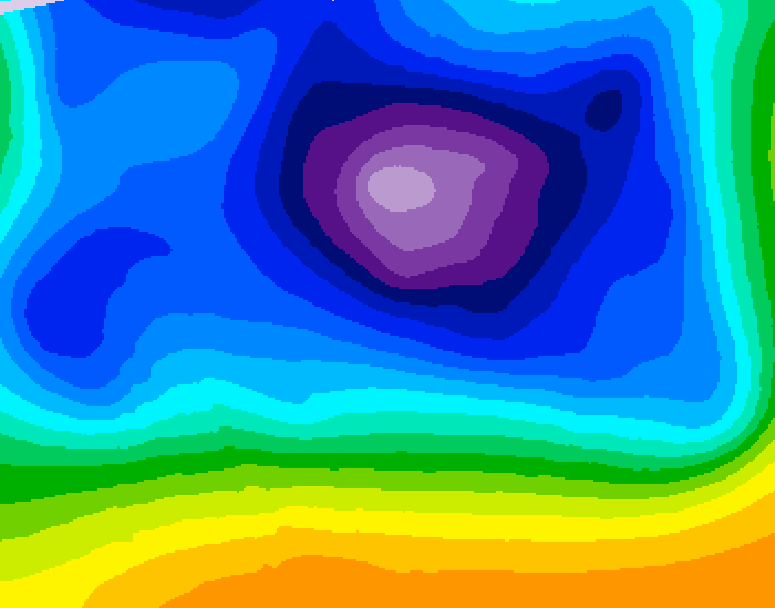 GDPS 500 millibar geopotential height 036 hour forecast chart for Canada based on 2025/12/21 1200Z data