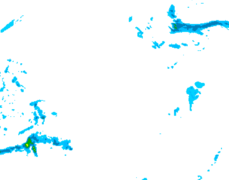 GDPS precipitation 018 hour forecast chart for Canada based on 2025/12/21 0000Z data