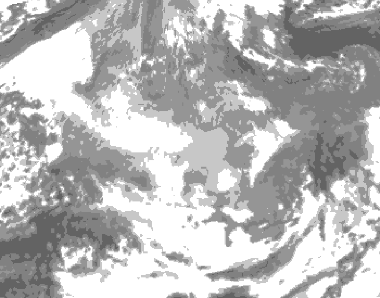 GDPS total cloud 018 hour forecast chart for Canada based on 2025/12/21 0000Z data