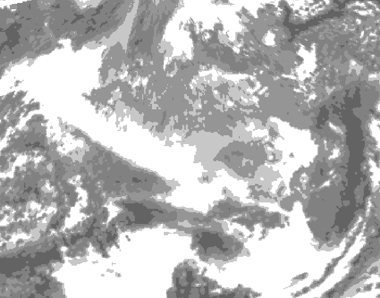 GDPS total cloud 036 hour forecast chart for Canada based on 2025/12/21 0000Z data