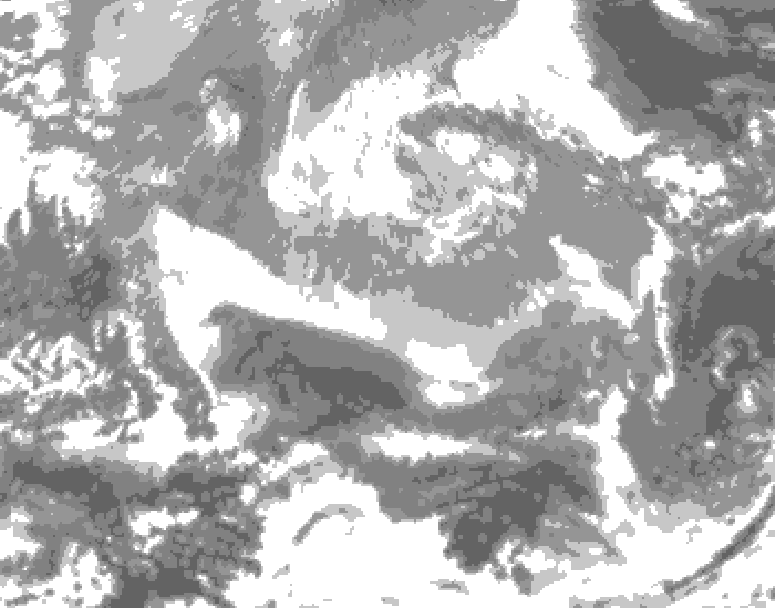 GDPS total cloud 102 hour forecast chart for Canada based on 2025/12/21 0000Z data