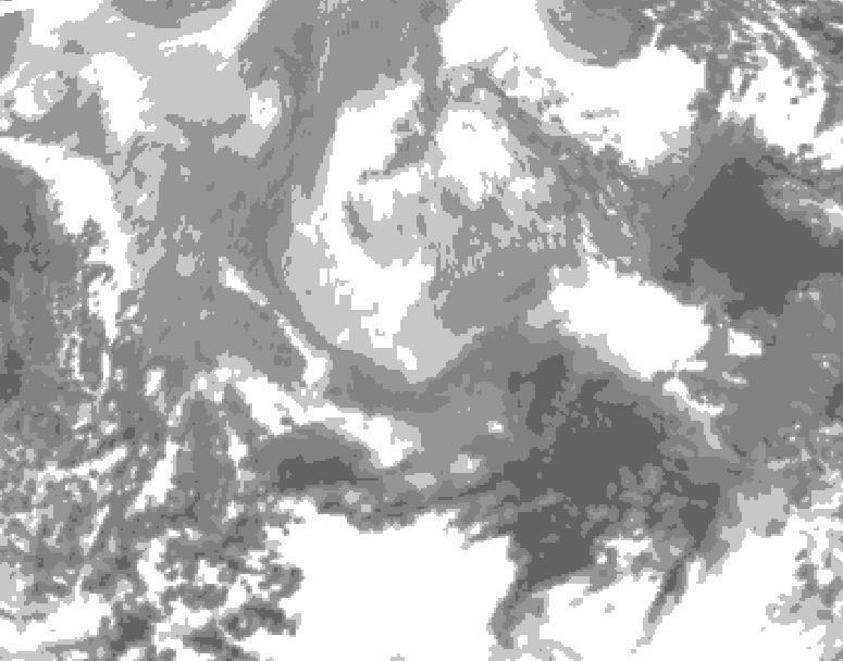 GDPS total cloud 126 hour forecast chart for Canada based on 2025/12/21 0000Z data