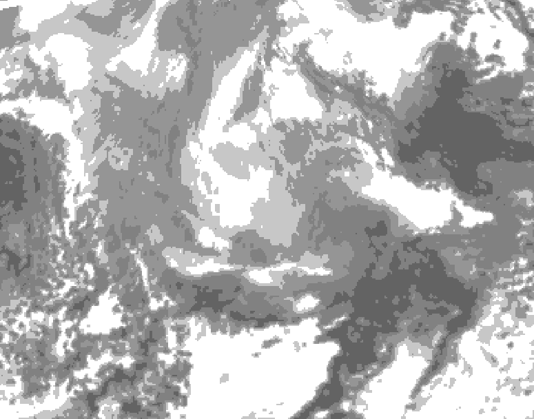 GDPS total cloud 132 hour forecast chart for Canada based on 2025/12/21 0000Z data